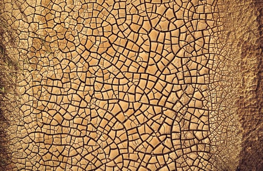 Desert. Aerial view of a beautiful cracks in the ground. texture, deep crack. Effects of heat and drought. effects of global warming. cracked desert landscape.