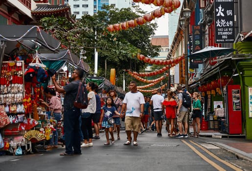 Street trade in Chinatown. 19.01.2019 Chinatown, Singapore.