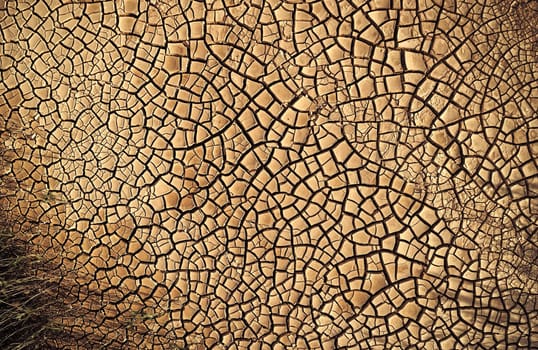 Desert. Aerial view of a beautiful cracks in the ground. texture, deep crack. Effects of heat and drought. effects of global warming. cracked desert landscape.