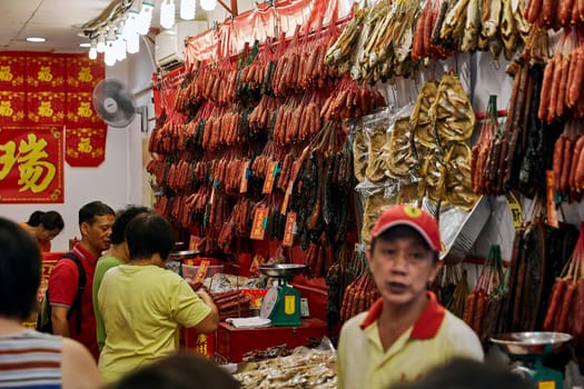 Street trade in Chinatown. 19.01.2019 Chinatown, Singapore.