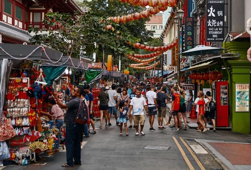 Street trade in Chinatown. 19.01.2019 Chinatown, Singapore.