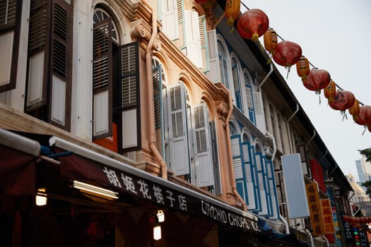 Portuguese architecture in Chinatown. 19.01.2019 Chinatown, Singapore.