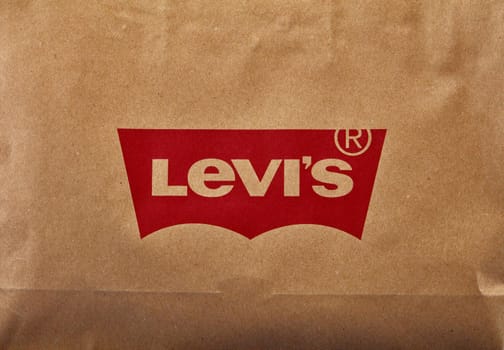 Levi's paper shopping bags. 26.03.2020, Russia.