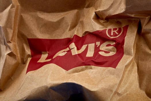 Levi's paper shopping bags. Crumpled Paper bag. 26.03.2020, Russia.