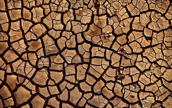 Desert. Aerial view of a beautiful cracks in the ground. texture, deep crack. Effects of heat and drought. effects of global warming. cracked desert landscape.