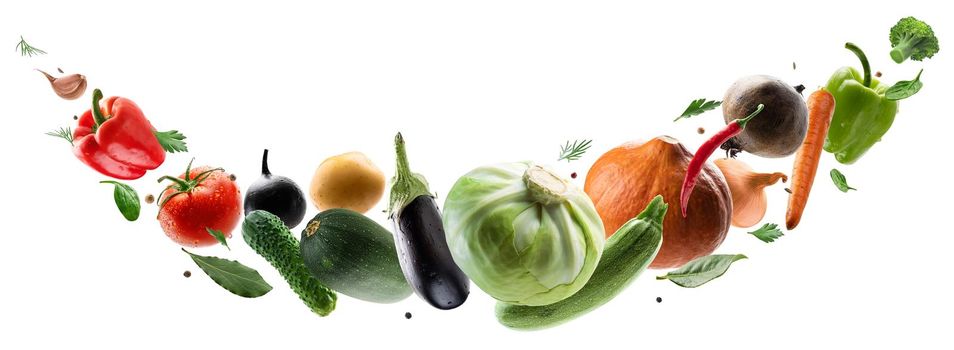 Large set of isolated vegetables on a white background.