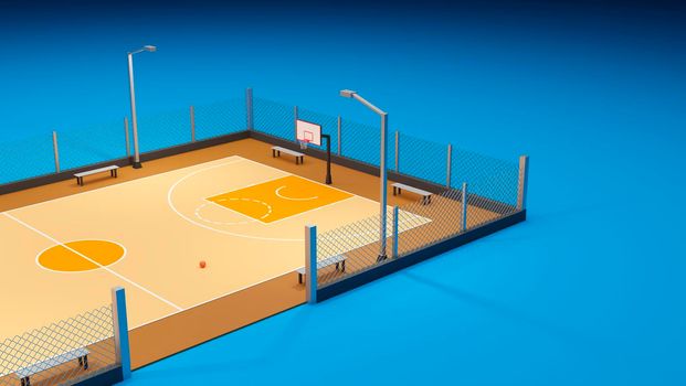 Street basketball court. Sport team concept.3d illustration.