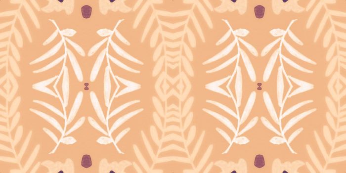 Seamless Folk boho pattern. Floral ethnic motif. Vintage bohemian fabric. Geometric traditional design. Folk ornament. Watercolor tribal print. Hand drawn embroidery background. Folk pattern.
