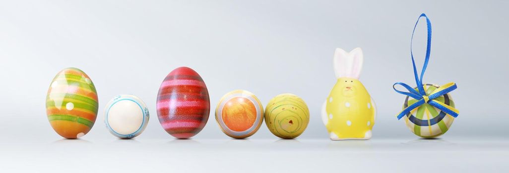 Easter composition with eggs. Festive decoration. Happy Easter.