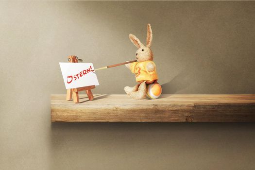 Easter composition with rabbit. Festive decoration. Happy Easter.