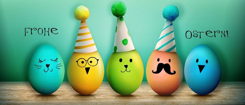 Easter composition with eggs. Festive and decoration.