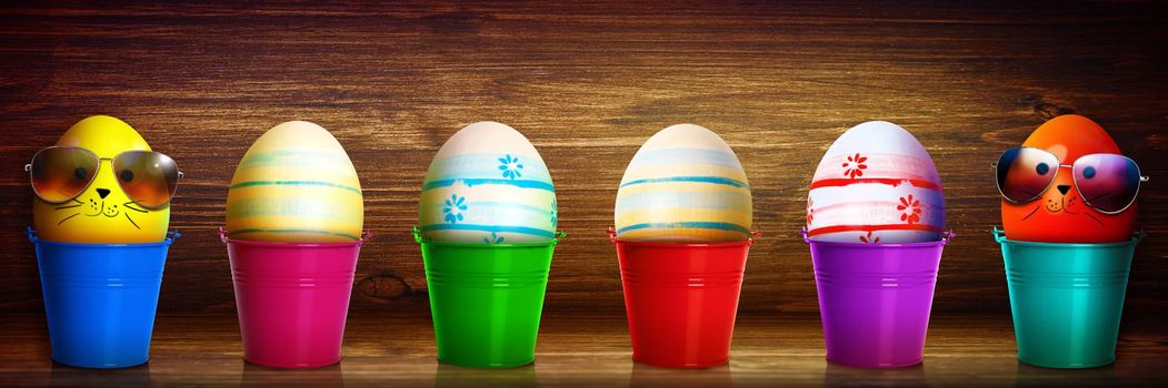 Easter composition with eggs. Festive decoration. Happy Easter.