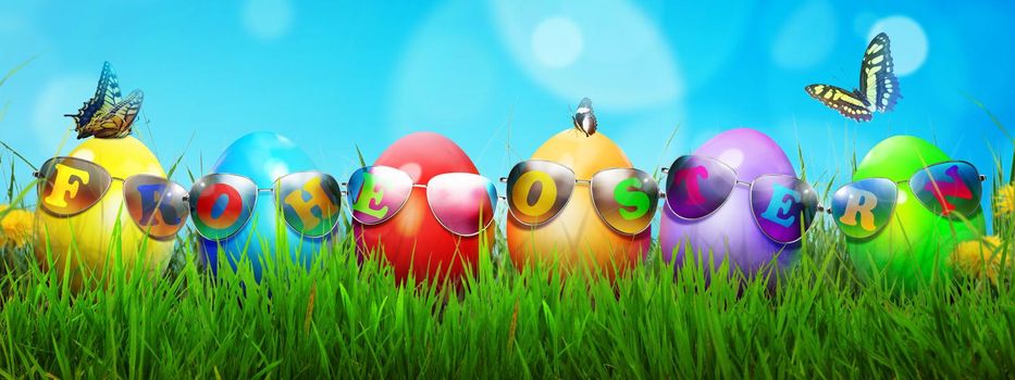 Easter composition with eggs. Festive decoration. Happy Easter.