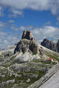 jagged mountain peaks in dolomite italy