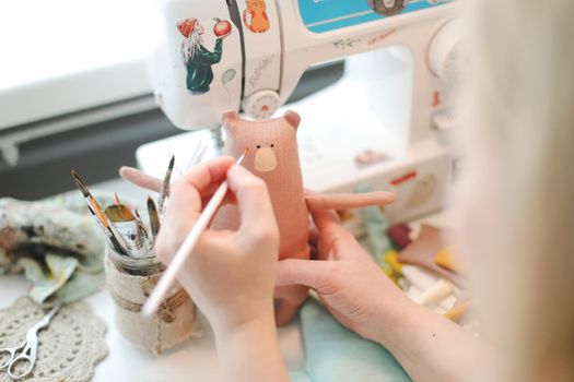 Process of making cute handmade toys. 