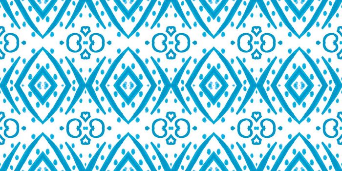 Dutch blue mosaic. Mexican traditional fabric. Talavera italian background. Floral tile ceramic. Watercolor majolica ornament. Vintage spanish design. Seamless Dutch blue texture.
