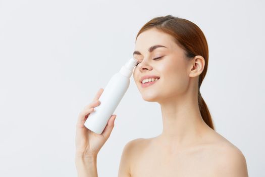 pretty woman body lotion rejuvenation cosmetics close-up Lifestyle. High quality photo