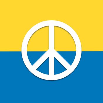 symbol of peace on the background of the flag of Ukraine. close-up.