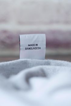 made in bangladesh label on a cloth ,