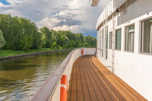 sailing water yacht, cruise navigation eck water boat, yachting sitting. Bow shipboard carnival, cruise tourists seascape cruise liner lifeboat lower deck drone