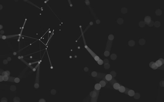 Abstract background. Molecules technology with polygonal shapes, connecting dots and lines. Connection structure. Big data visualization. 