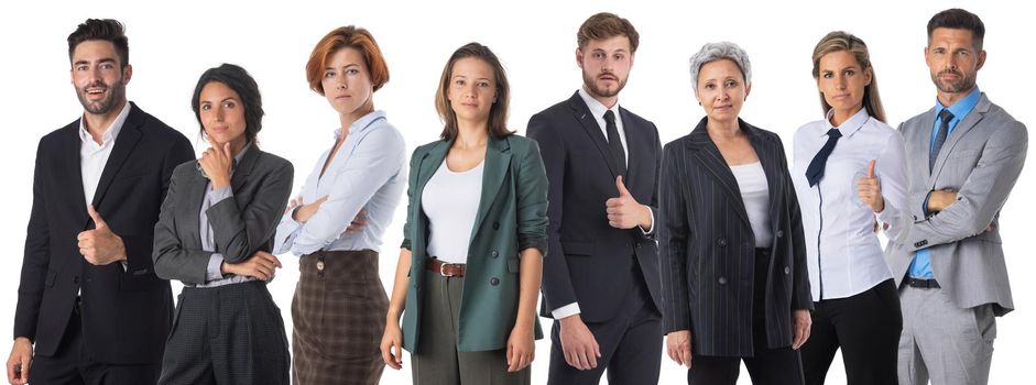 Multi ethnic business people team isolated on white background