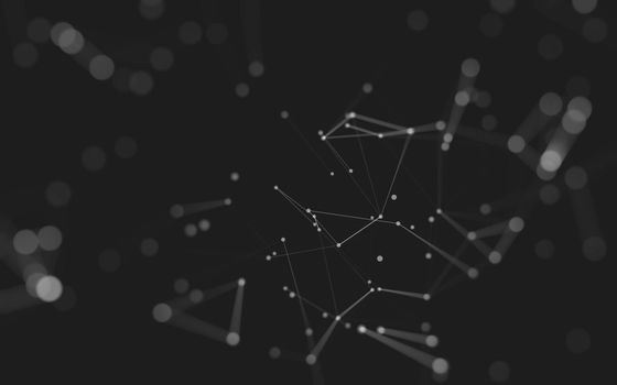 Abstract background. Molecules technology with polygonal shapes, connecting dots and lines. Connection structure. Big data visualization. 