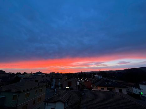 bibbiano reggio emilia beautiful panoramic sunrise over the town. High quality photo