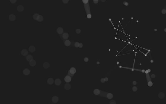 Abstract background. Molecules technology with polygonal shapes, connecting dots and lines. Connection structure. Big data visualization. 