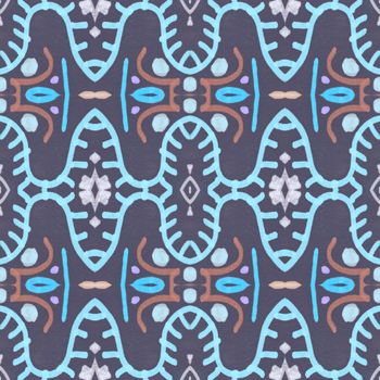 Mosaic pattern. Seamless moroccan illustration. Vintage oriental arabesque texture. Art Watercolor mosaic pattern. Modern ethnic background. Geometric grunge ceramic. Watercolor mosaic pattern.