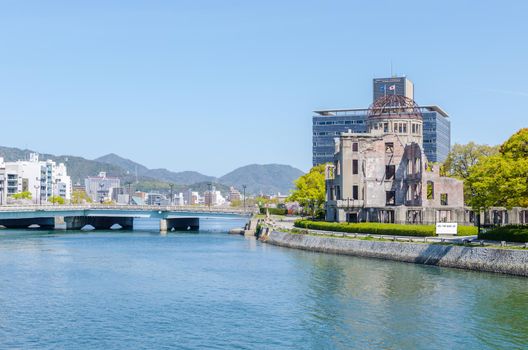 The Atomic Bomb Dome at Hiroshima in Japan. Nuclear weapon memorial.