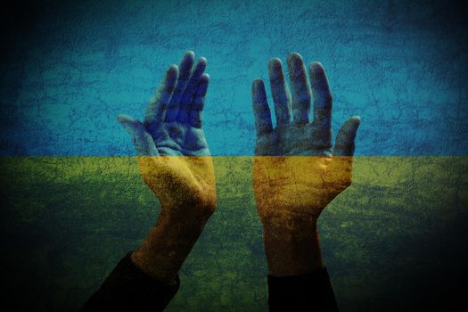 ukraine crisis concept illustration in ukraine flag colors.