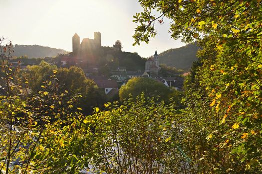 Beautiful autumn landscape in Austria with a nice old Hardegg castle.