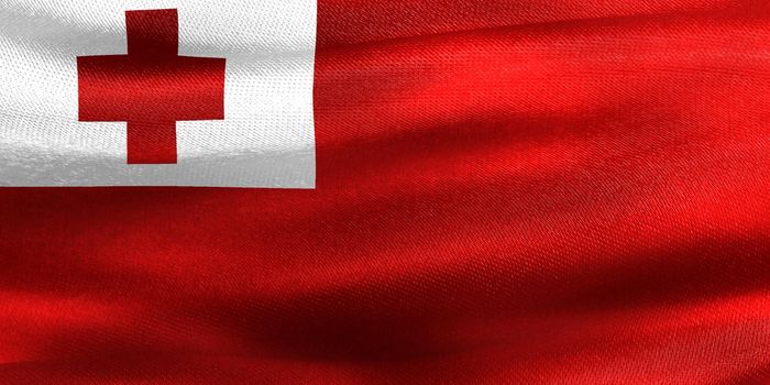 3D-Illustration of a Tonga flag - realistic waving fabric flag.