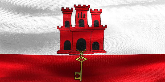 Gibraltar flag - realistic waving fabric flag