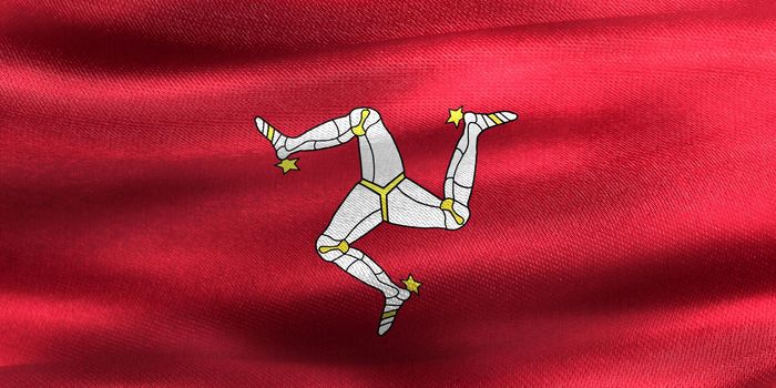 Isle of Man flag - realistic waving fabric flag