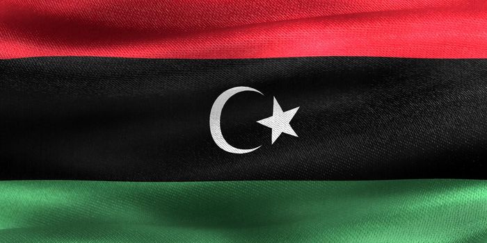 Libya flag - realistic waving fabric flag