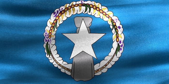 Mariana Islands flag - realistic waving fabric flag