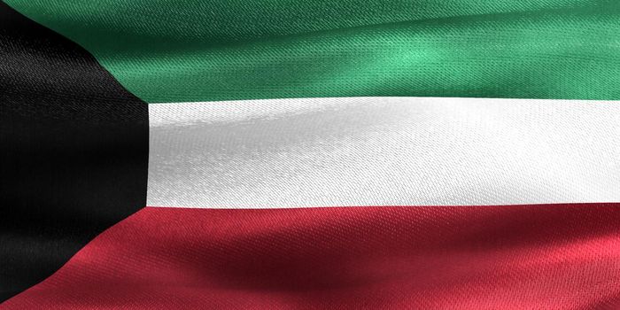 Kuwait flag - realistic waving fabric flag