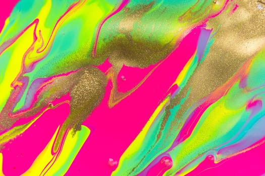 Heaps of gold on fluorescent wave pink and yellow background