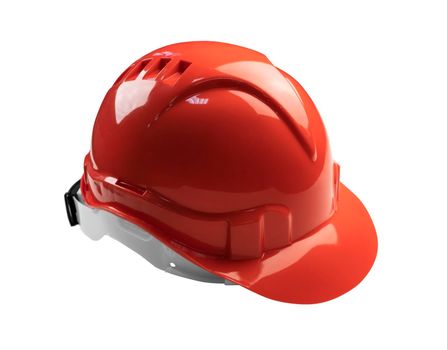 Orange protective helmet on a white background.