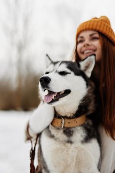cheerful woman winter walk outdoors friendship Lifestyle. High quality photo