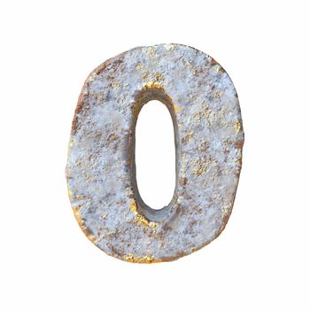 Stone with golden metal particles Number 0 ZERO 3D rendering illustration isolated on white background