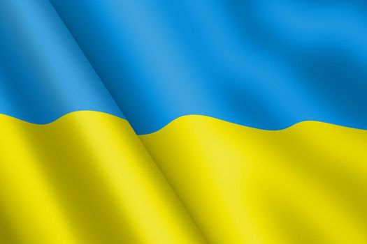 A Ukraine waving flag 3d illustration wind ripple