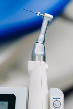 dental equipment in the dentist's office for root canal treatment. Close-up, endomotor.