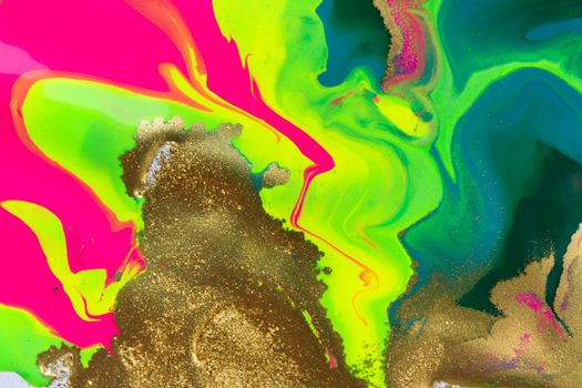 Abstract liquid ink gradient pattern. Fluorescent liquid bright texture