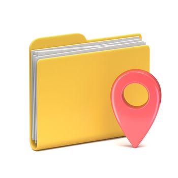 Yellow folder icon Favorites places concept 3D rendering illustration isolated on white background