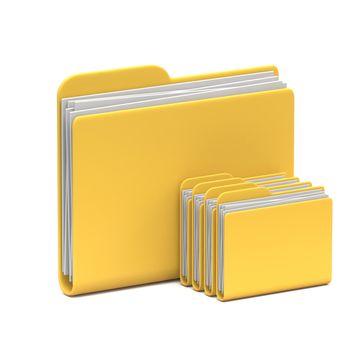 Yellow folder icon parent directory 3D rendering illustration isolated on white background