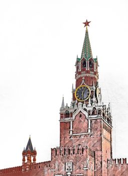 Spasskaya Tower on Red square in Moscow, Russia