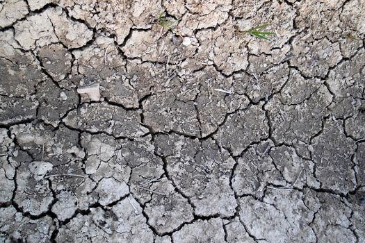 Cracks on very dry ground due to prolonged drought